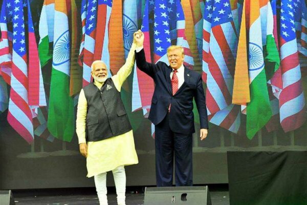 The Prime Minister Shri Narendra Modi with the President of United States of America USA Mr  Donald Trump at the ‘Howdy Modi event in Houston USA on September 22 2019