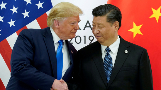 FILE PHOTO: Trump meets Xi at the G leaders summit in Osaka, Japan