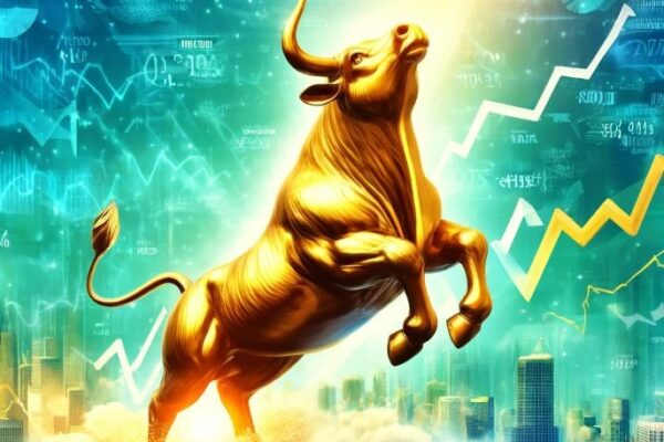 Bullish stock market graph showing rising trend